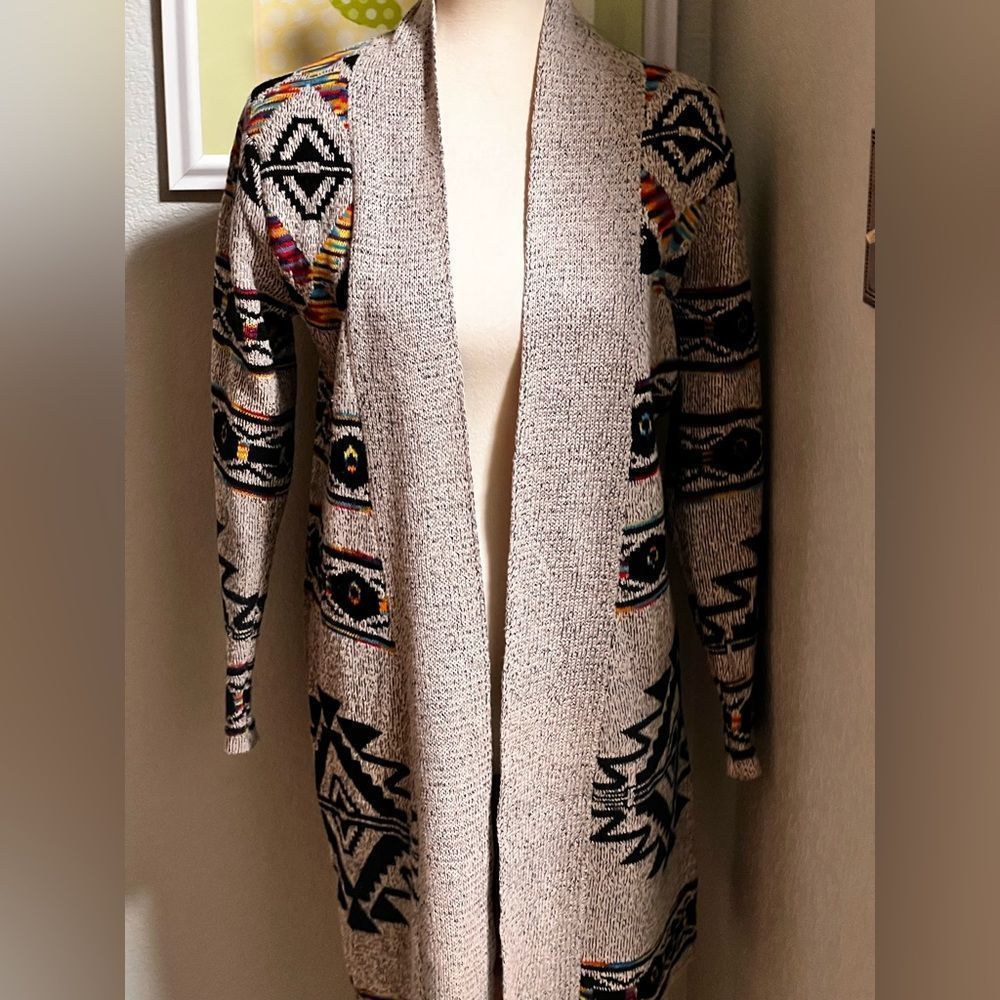 Euc Northern Angel Long Open Southwestern Cardigan Size Small #C12